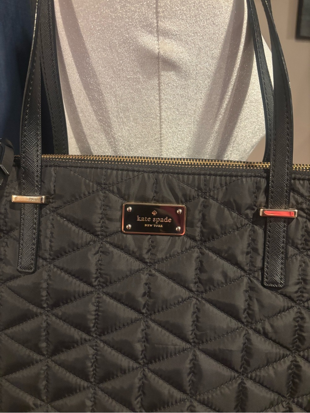 Kate Spade New York Wilson Road Quilted Talya quilted tote with gold EUC
